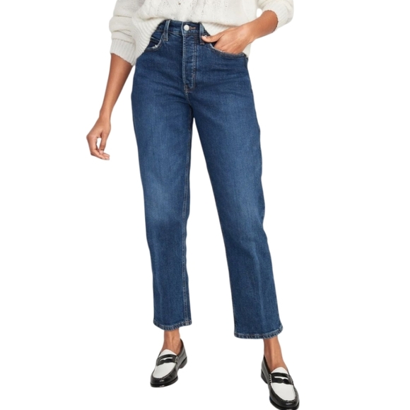 Old Navy Ultra High Rise Sky Hi Straight Denim Jeans Size 6 - Picture 1 of 5